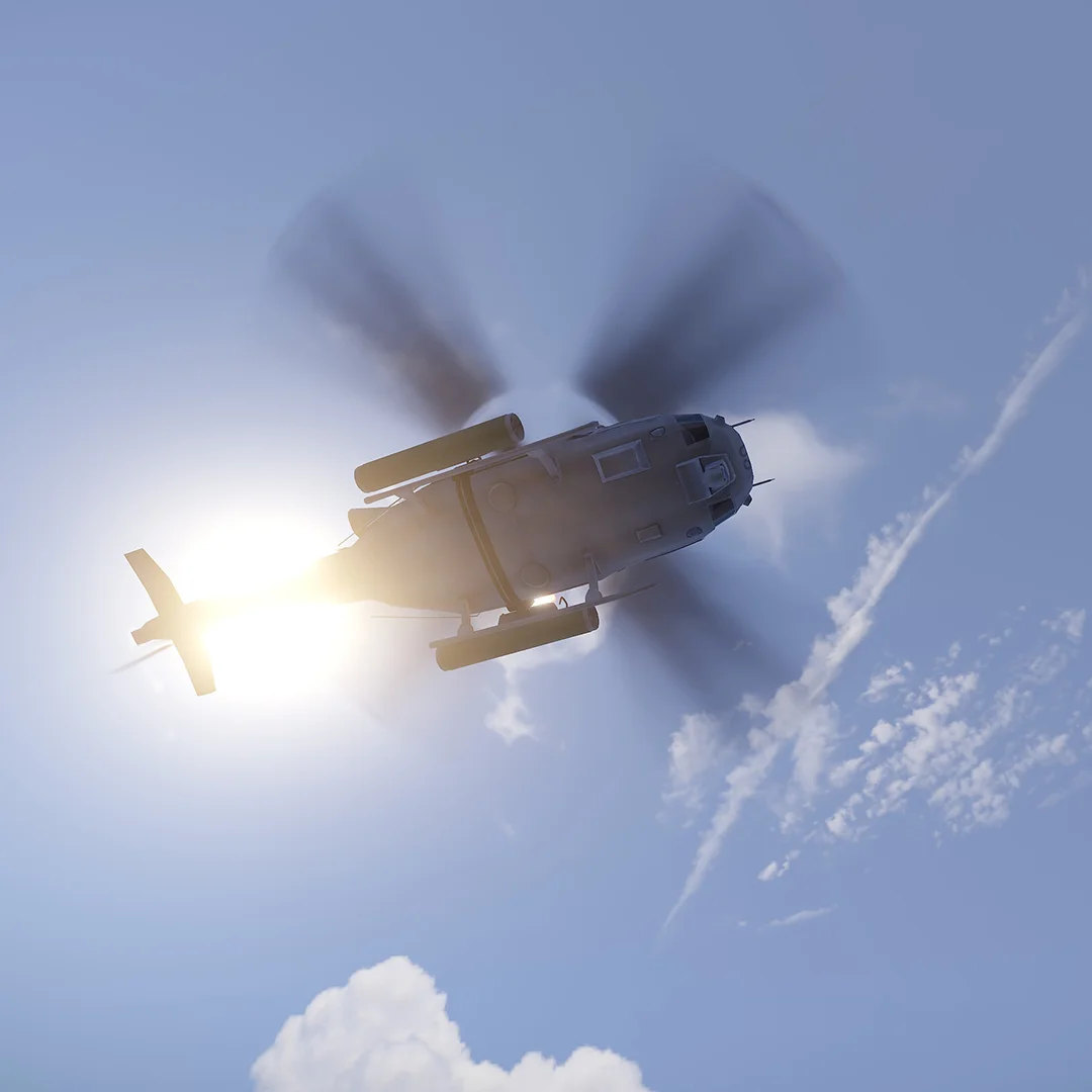 A view of The Patrol Helicopter flying overhead