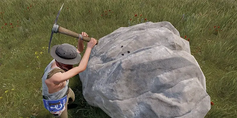A player hitting a Stone Node